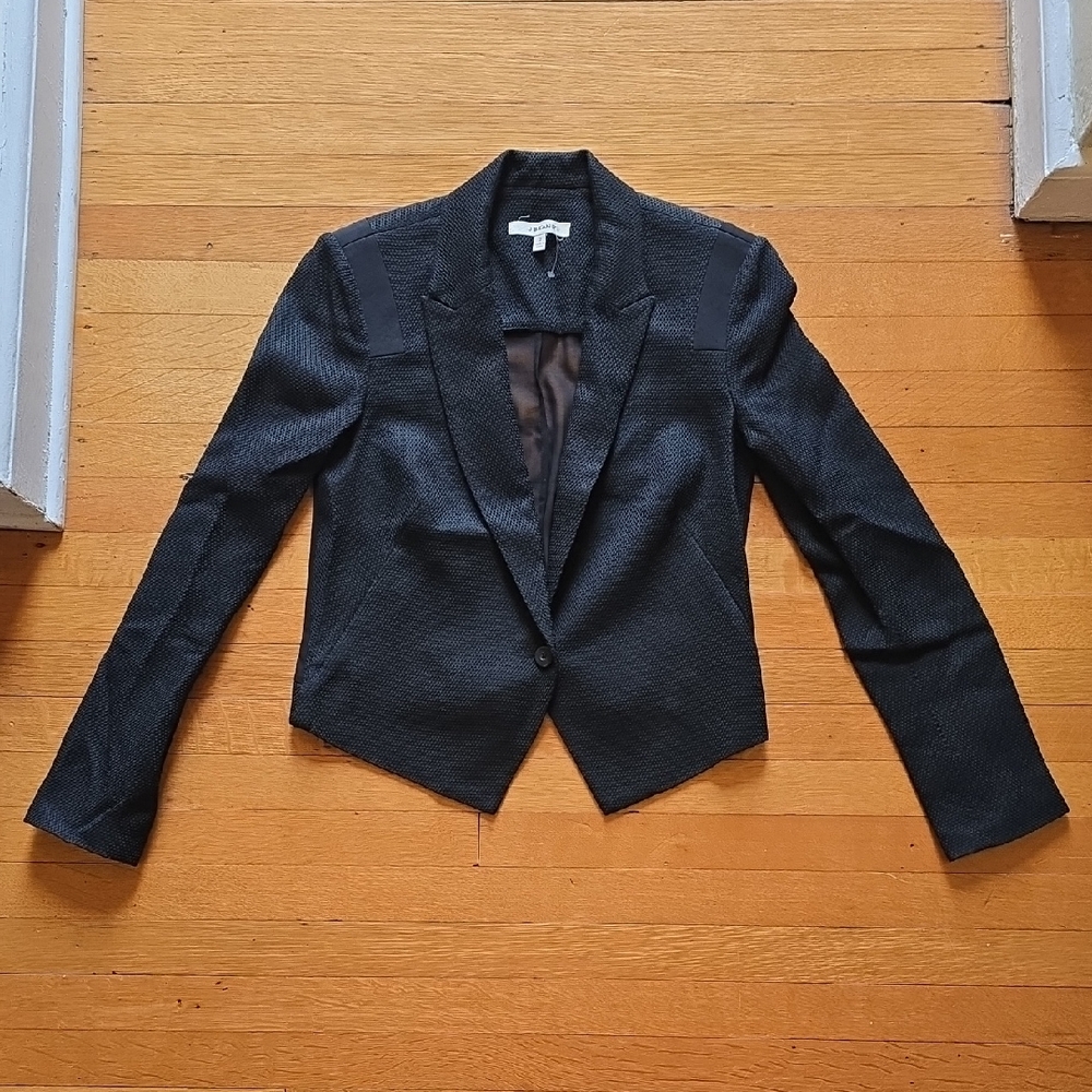 J Brand, Textured Knit Blazer Jacket, Sheer Back Panel, EUC Women's 2